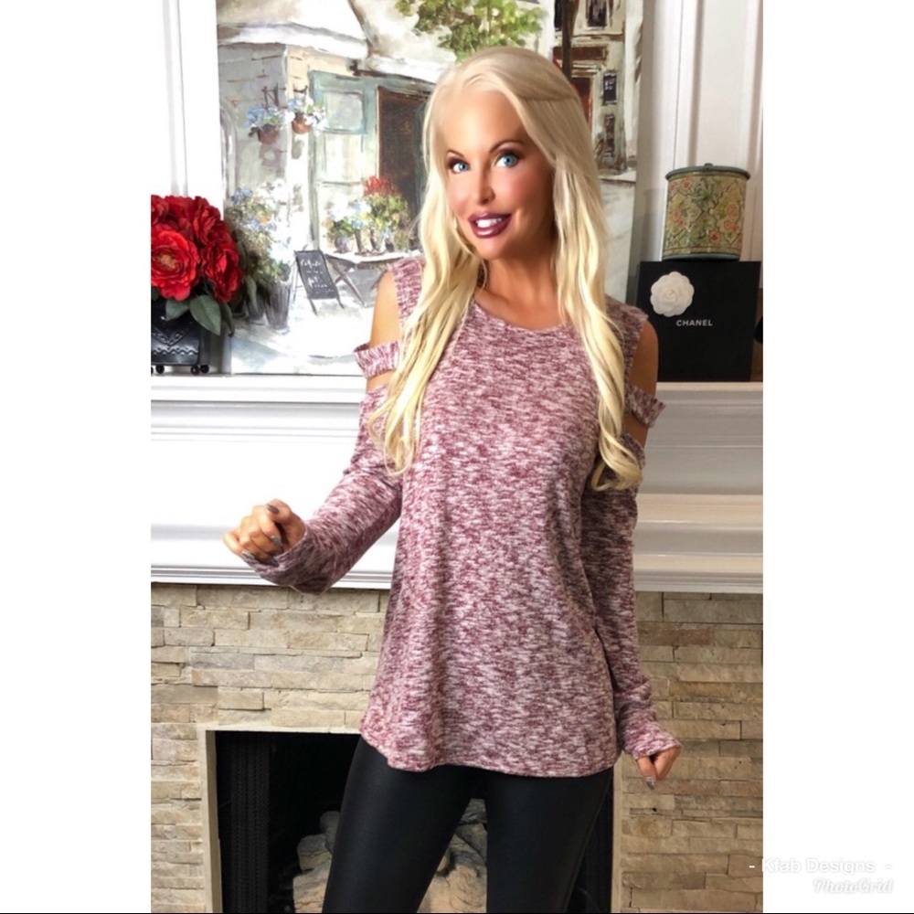 ❤️LAST 1! Oversized Marled Ladder Sleeve Top! - Picture 5 of 6
